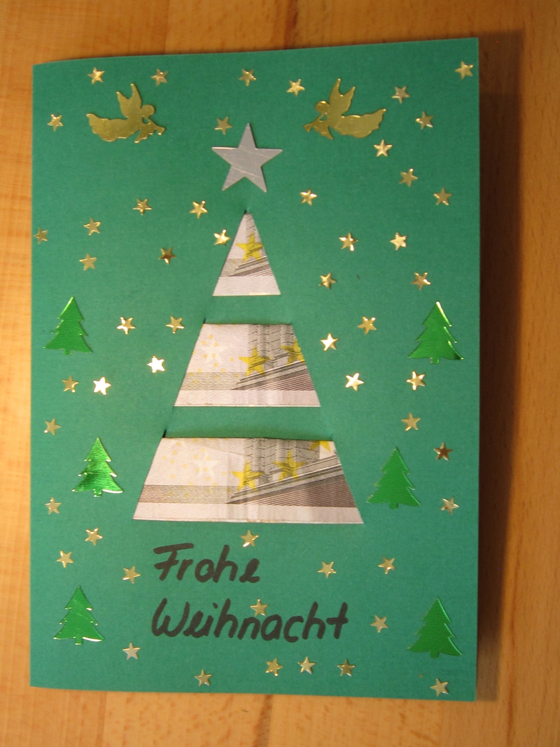 Tannenbaumkarte - Geldgeschenke Weihnachten | Geldgeschenke basteln .de